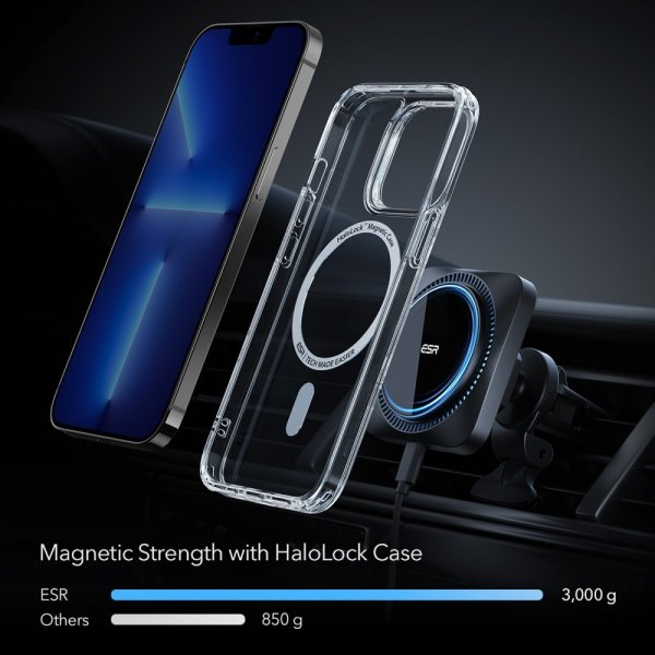 ESR Bilhållare HaloLock Wireless Car Charger MagSafe