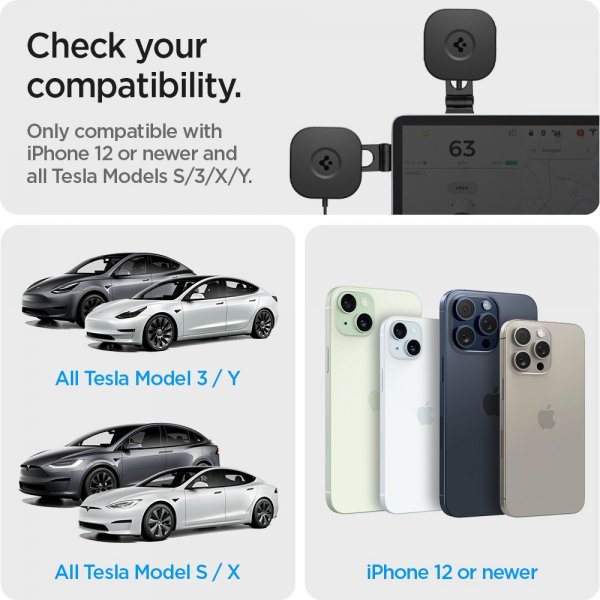 Spigen Bilhållare med trådlös laddning OneTap Pro 3 Tesla Skärmmontering MagFit
