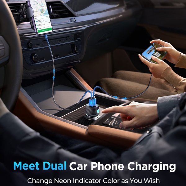 Joyroom Billaddare CCN01 60W Car Charger with Light Button USB-A USB-C