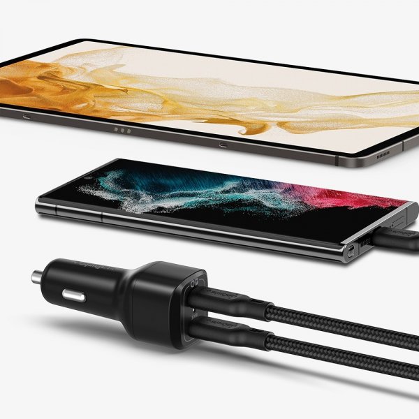 Spigen Billaddare PowerArc ArcStation Dual Port 75W Svart