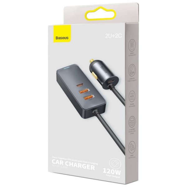 Baseus Billaddare Share Together 120W 2 USB-A & 2 USB-C Svart