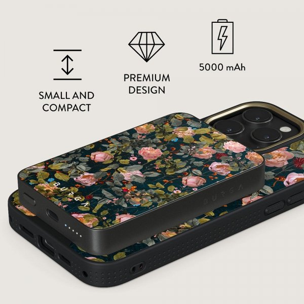 Burga Powerbank MagSafe 5000 mAh Bloomy Garden Metallgrå