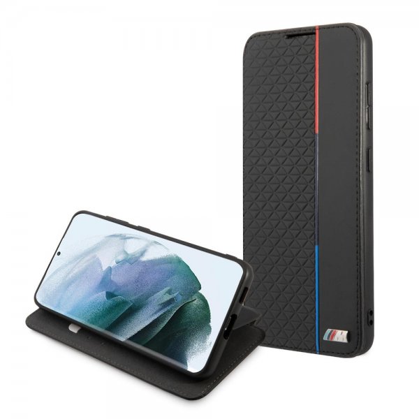 BMW Samsung Galaxy S21 FE Fodral Triangle Pattern & Tricolor Stripe Svart