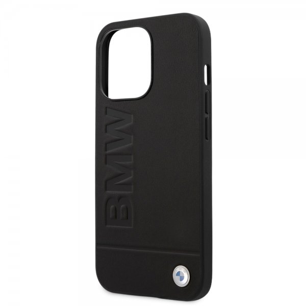 BMW iPhone 14 Pro Skal Hot Stamp Metal Logo Svart