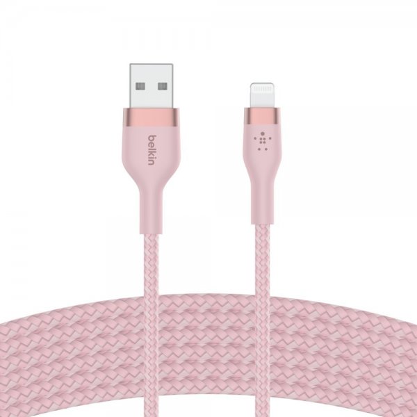 Belkin BOOST CHARGE USB-A to LTG_Braided Silicon 3m Rosa