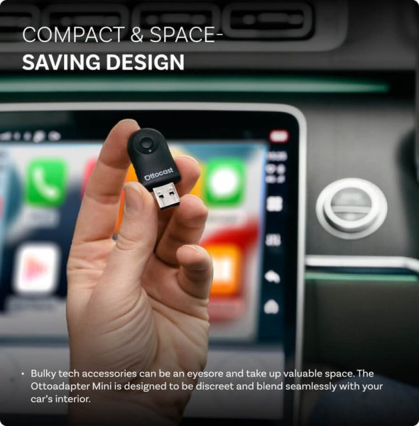 Ottocast Mini Trådlös Apple CarPlay/Android Auto Adapter