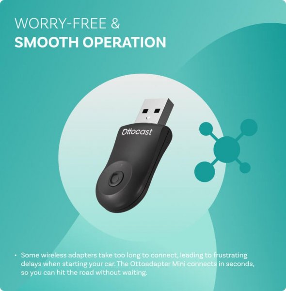 Ottocast Mini Trådlös Apple CarPlay/Android Auto Adapter