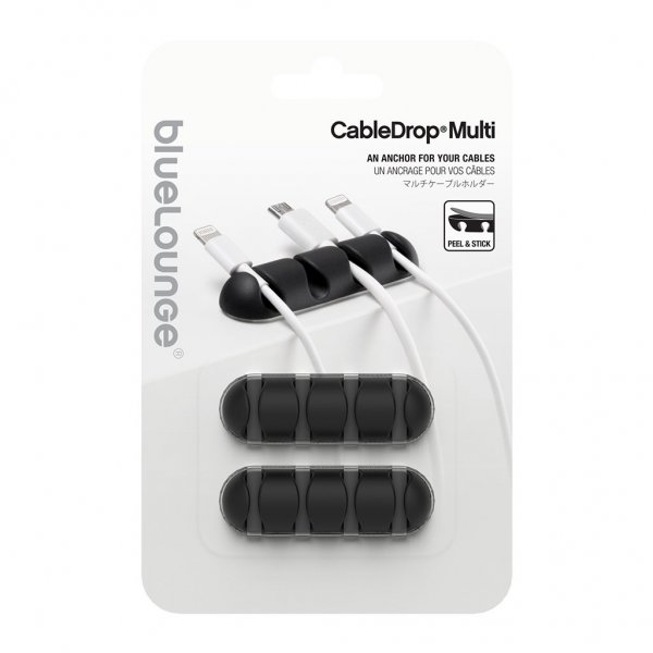 Bluelounge CableDrop Multi Kabelhållare 2 pack Svart