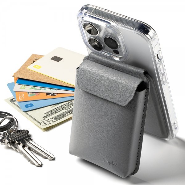 Ringke Korthållare Stand Pocket Magnetic MagSafe Light Gray