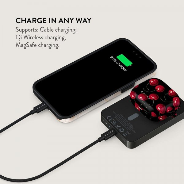Burga Powerbank MagSafe 5000 mAh Cherrybomb Metallgrå