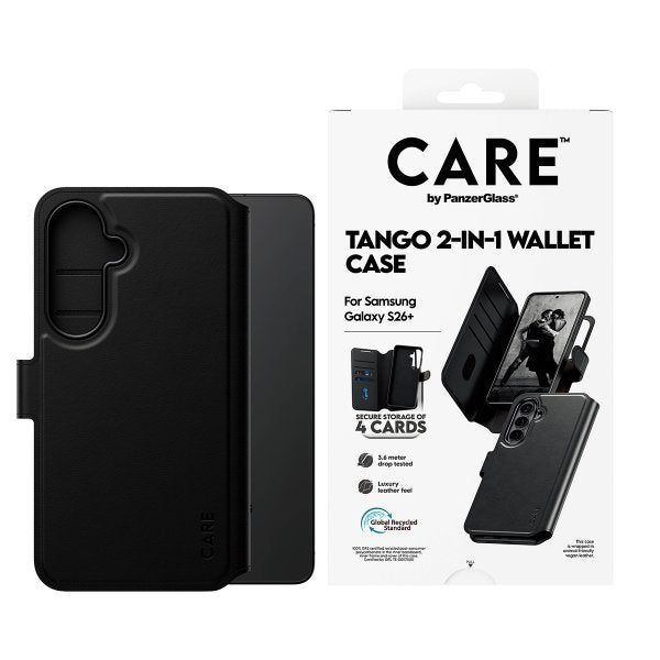 CARE by PanzerGlass Samsung Galaxy S26 Plus Fodral Tango Two-in-One Wallet MagSafe Svart