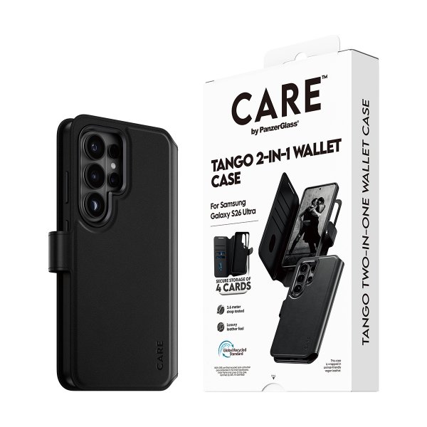 CARE by PanzerGlass Samsung Galaxy S26 Ultra Fodral Tango Two-in-One Wallet MagSafe Svart