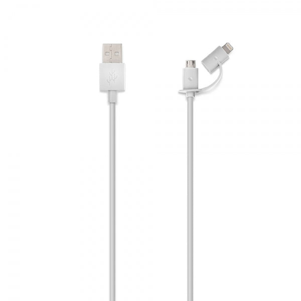 Usbepower DUO Micro-USB/Lightning Kabel 1.2 meter Vit