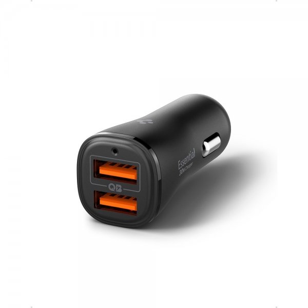 Spigen Essential Billaddare 30W 2xUSB-A Svart