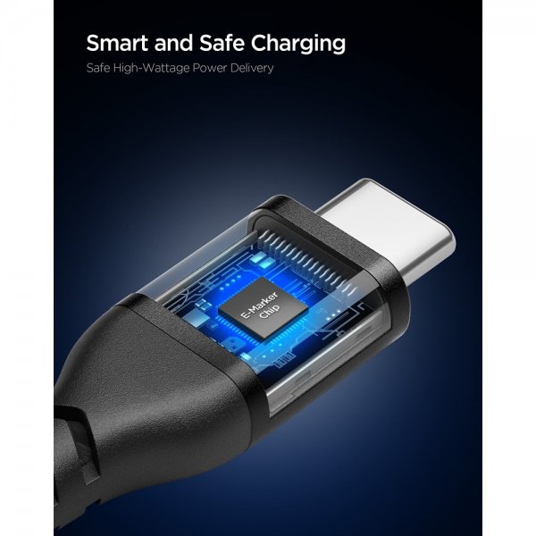 Spigen Essential Kabel Fabric USB-C/USB-C 100W 1m Svart