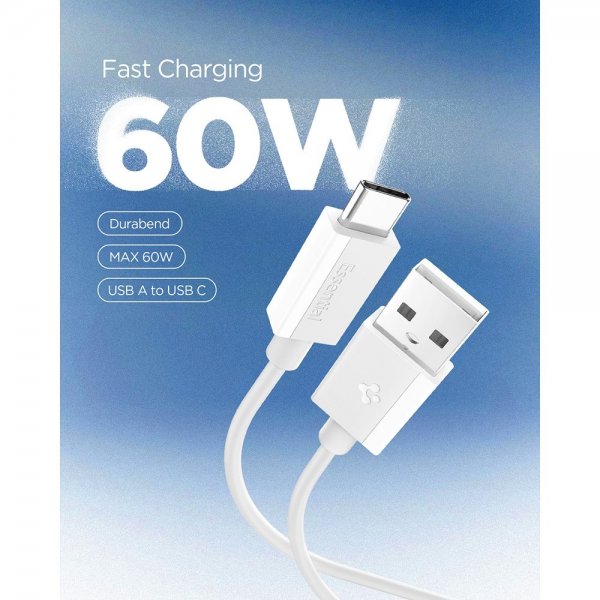 Spigen Essential Kabel USB-A till USB-C 60W 1m Vit