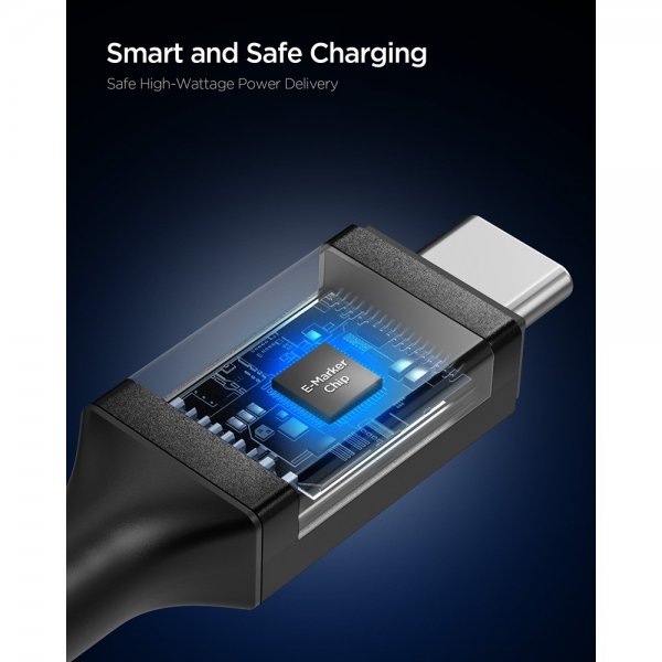 Spigen Essential Kabel USB-C till USB-C 100W 1m Svart