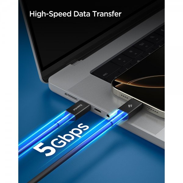 Spigen Essential Kabel USB-C till USB-C 100W 2m Svart