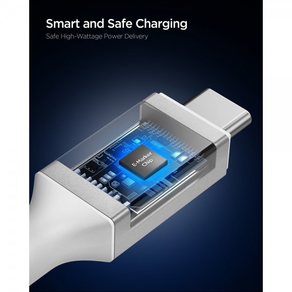 Spigen Essential Kabel USB-C till USB-C 240W 1.2m Vit