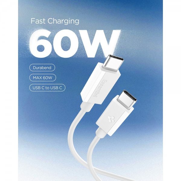Spigen Essential Kabel USB-C till USB-C 60W 1m Vit