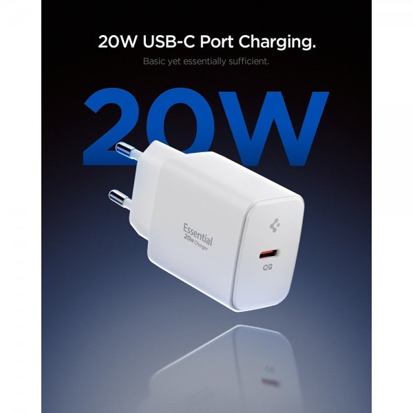 Spigen Essential Laddare 20W USB-C Vit