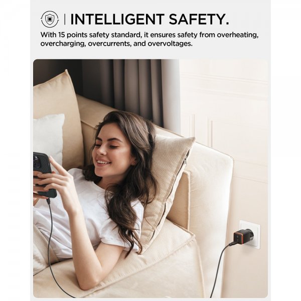 Spigen Essential Laddare 30W USB-C Orange/Svart