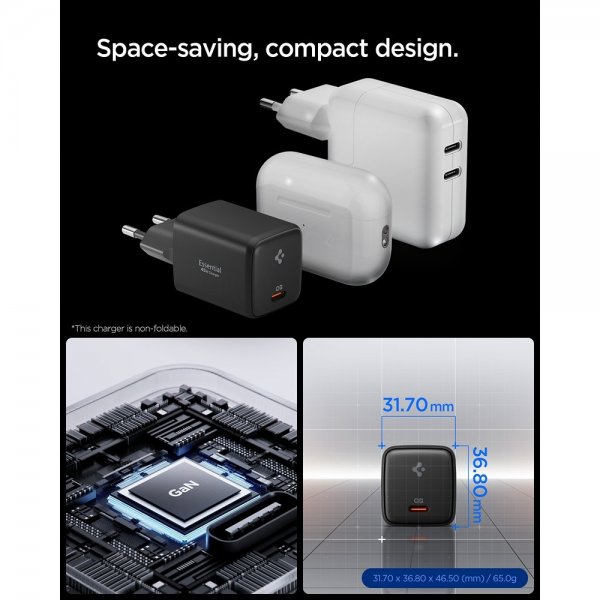 Spigen Essential Laddare 45W USB-C Svart