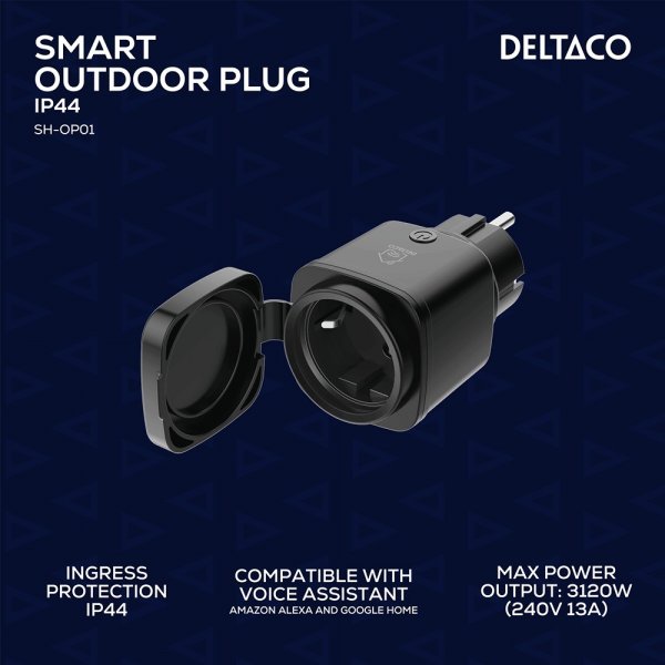 Deltaco Smart Home Fjärrströmbrytare för utomhusbruk WiFi IP44