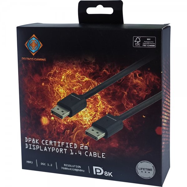 Deltaco Gaming DisplayPort 1.4 Kabel 2m