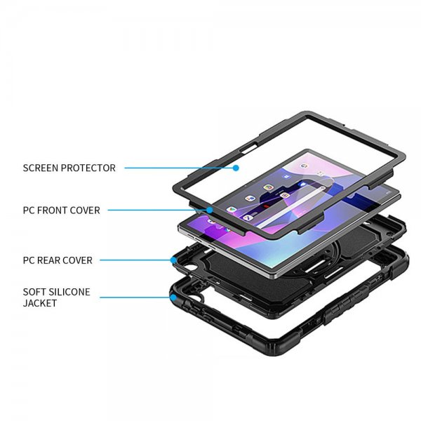 Armor-X Lenovo Tab M10 (3rd Gen) TB328 Skal Rainproof Rugged Case Hand Strap Kickstand