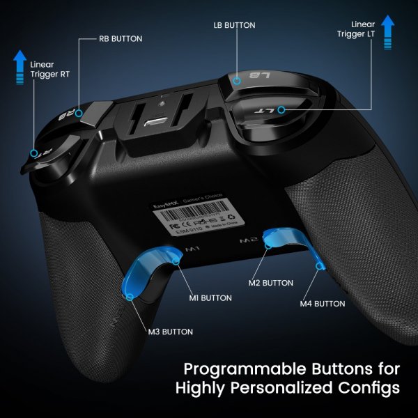 EasySMX Arion 9110 Programmable Keys Wireless Game Controller Svart