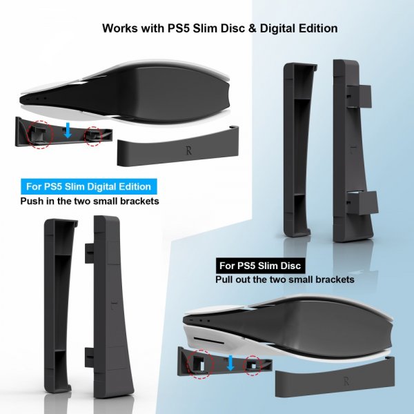 JYS PlayStation 5 Slim (Digital/Disc Edition) Ställ Svart