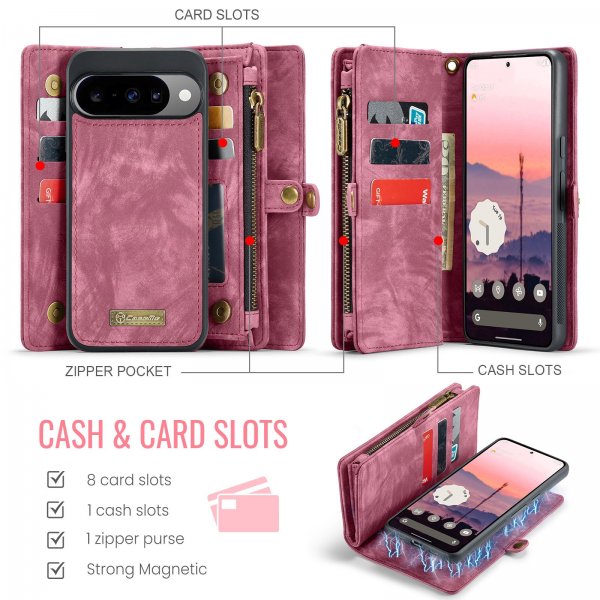 CaseMe Google Pixel 10/Pixel 10 Pro Fodral 008 Series Löstagbart Skal Röd