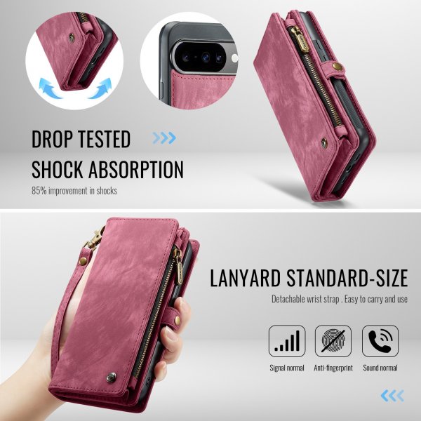 CaseMe Google Pixel 10/Pixel 10 Pro Fodral 008 Series Löstagbart Skal Röd