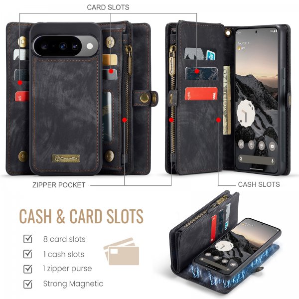 CaseMe Google Pixel 10/Pixel 10 Pro Fodral 008 Series Löstagbart Skal Svart