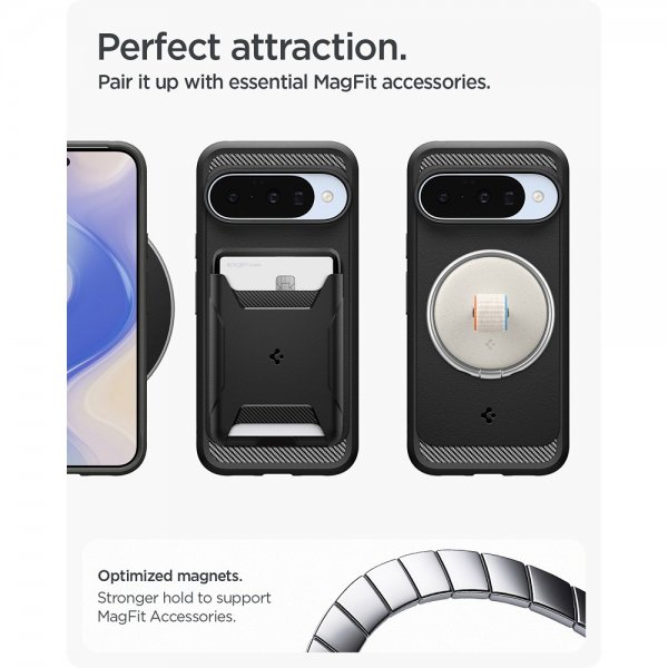 Spigen Google Pixel 10/Pixel 10 Pro Skal Rugged Armor MagFit Matte Black