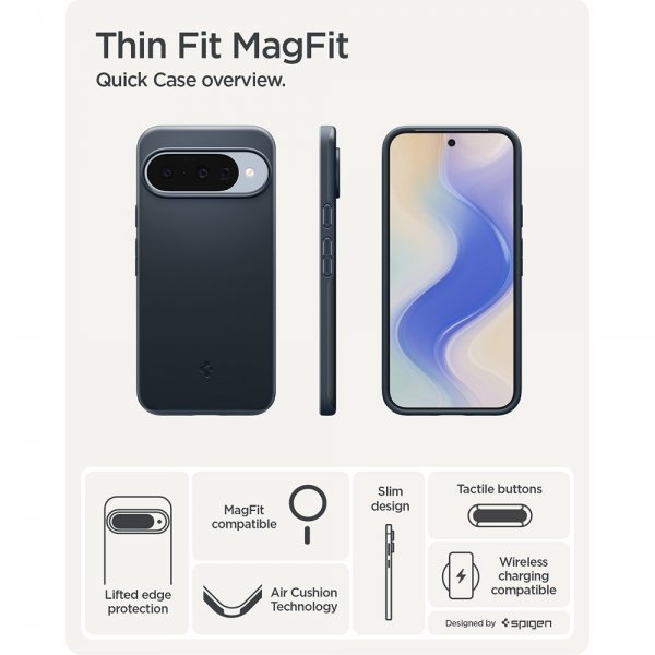 Spigen Google Pixel 10/Pixel 10 Pro Skal Thin Fit MagFit Metal Slate