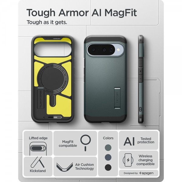 Spigen Google Pixel 10/Pixel 10 Pro Skal Tough Armor MagFit Abyss Green