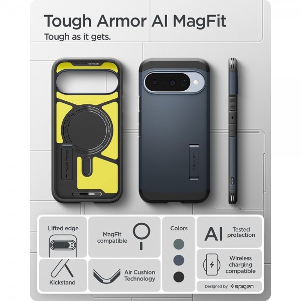 Spigen Google Pixel 10/Pixel 10 Pro Skal Tough Armor MagFit Metal Slate