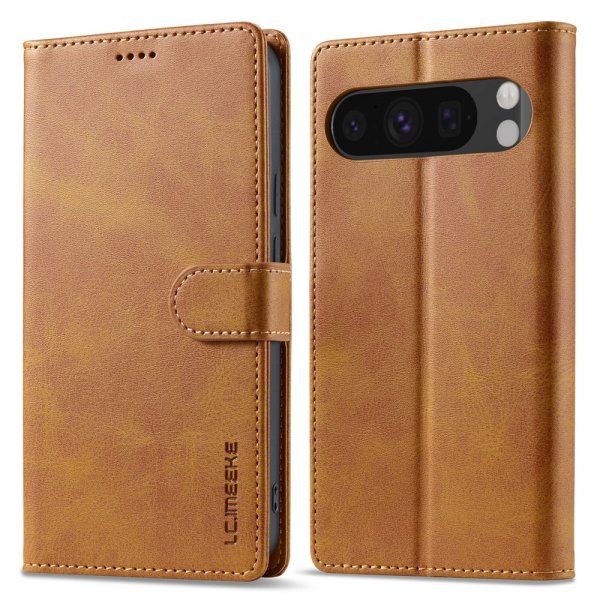 Lc.Imeeke Google Pixel 10 Pro XL Fodral med Kortfack Stativfunktion Ljusbrun