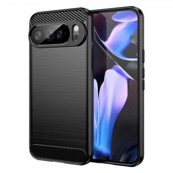 Google Pixel 10 Pro XL Skal Borstad Kolfibertextur Svart