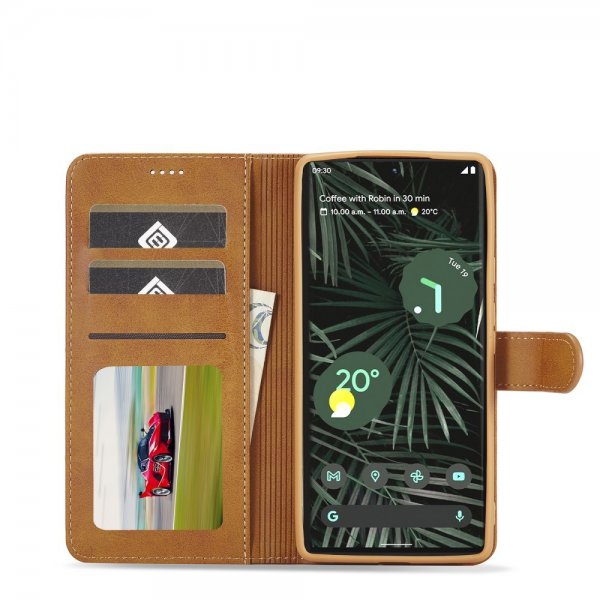 Lc.Imeeke Google Pixel 6 Pro Fodral med Kortfack Ljusbrun