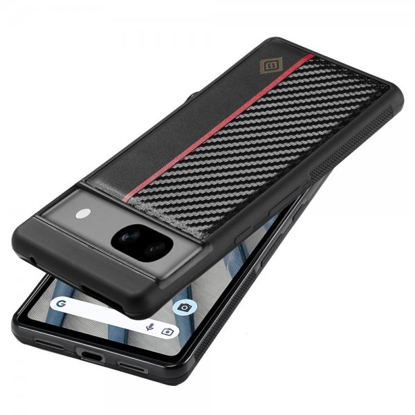 Lc.Imeeke Google Pixel 7 Skal Kolfibertextur Röd Stripe Svart