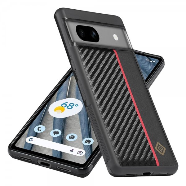 Lc.Imeeke Google Pixel 7 Skal Kolfibertextur Röd Stripe Svart