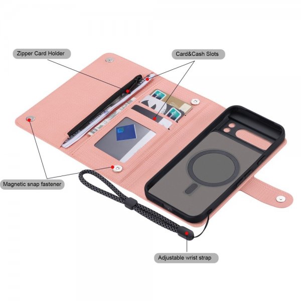 VILI Google Pixel 8 Pro Fodral med Löstagbart Skal GHB Series MagSafe Rosa