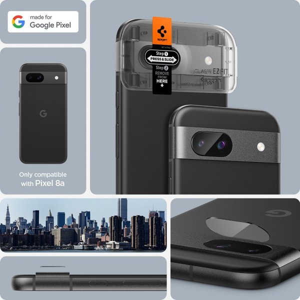 Spigen Google Pixel 8a Kameraskydd Glas.tR EZ Fit Optik 2-pack Crystal Clear