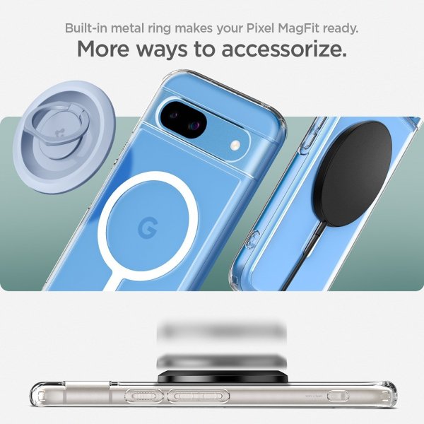 Spigen Google Pixel 8a Skal Ultra Hybrid Metal Ring MagFit Vit