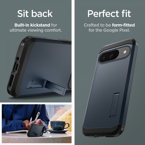 Spigen Google Pixel 9/Pixel 9 Pro Skal Tough Armor Metal Slate