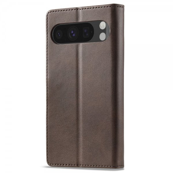 Lc.Imeeke Google Pixel 9 Pro XL Fodral med Kortfack Stativfunktion Mörkbrun
