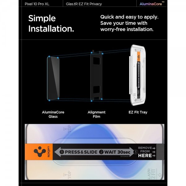 Spigen Google Pixel 9 Pro XL/Pixel 10 Pro XL Skärmskydd GLAS.tR EZ Fit Privacy 2-pack